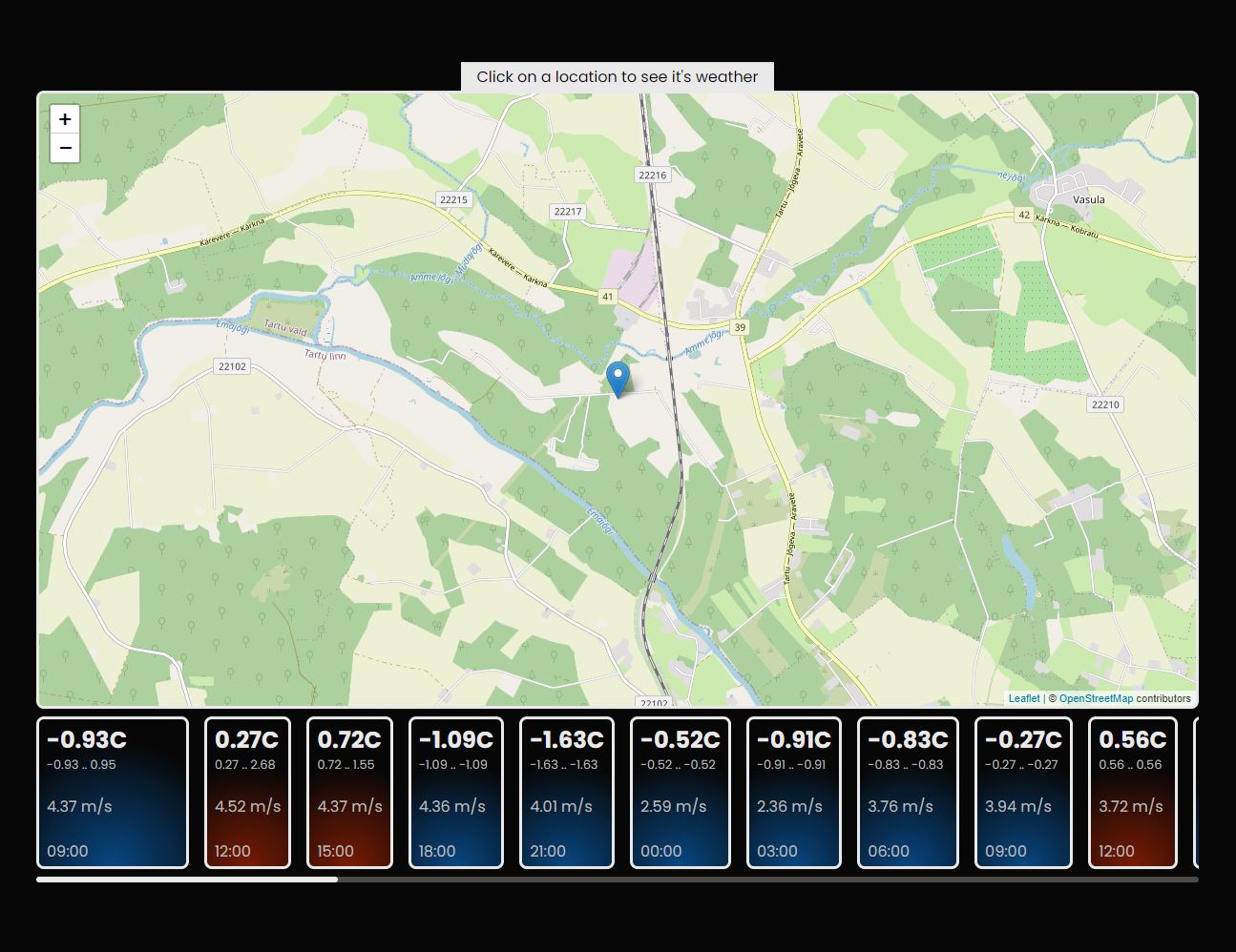 Snapshot of weather forecast app